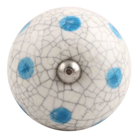 Blue Polka Dot Crackle Ceramic Wine Stopper